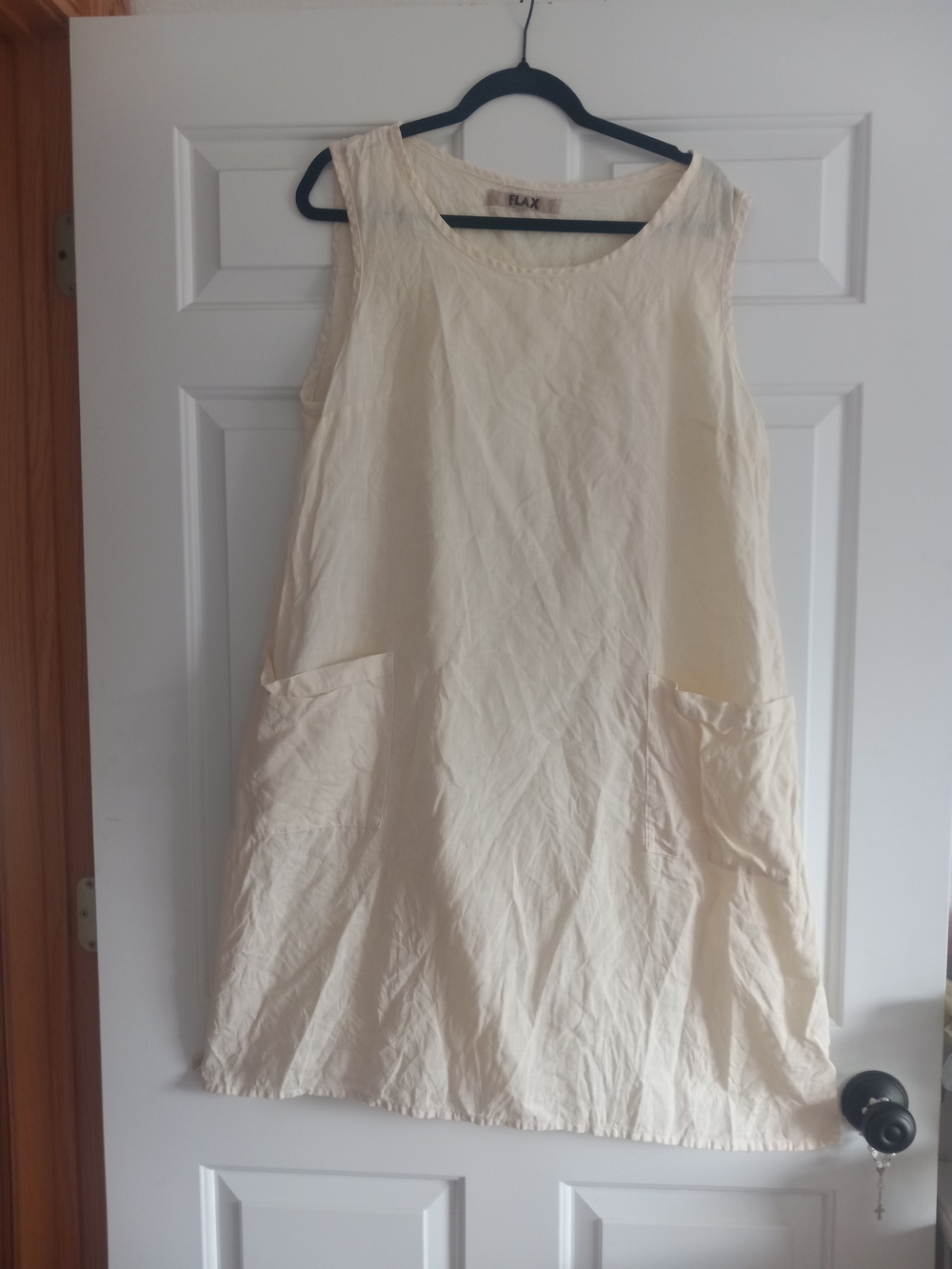 FLAX CLOTHING Butter Yellow Sleeveless Pocket A-Line Dress..Flax Clothing.Unique